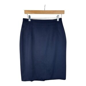 Linda Allard Ellen‎ Tracy Pencil Skirt Blue Wool Regular Fit Pleated Size 10P